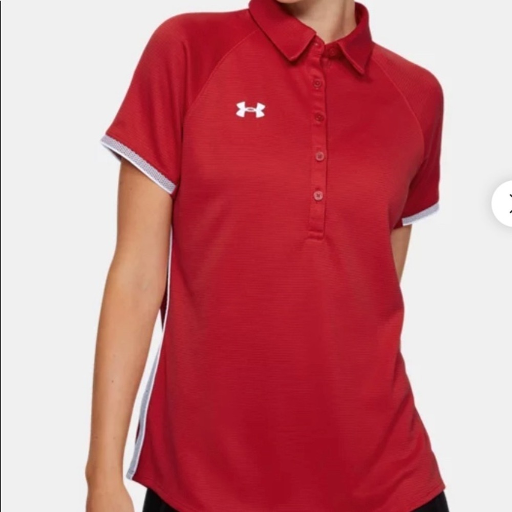 Under Armour Rival Polo Red HeatGear Women’s Medium Athletic Golf Shirt